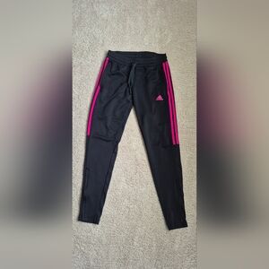 Adidas  Black Joggers with Pink Stripes